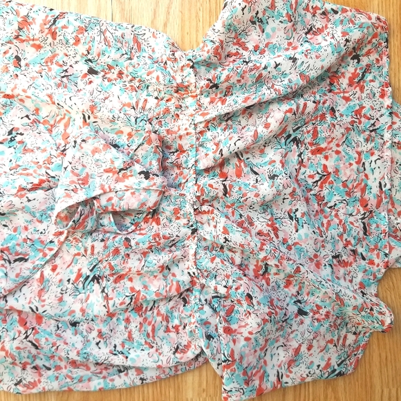 Sakura floral sheer adjustable racer back blouse tie top XS - Picture 3 of 9